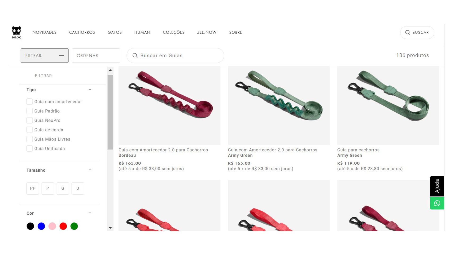 Zee.Dog Filtros no site da Zee.Dog