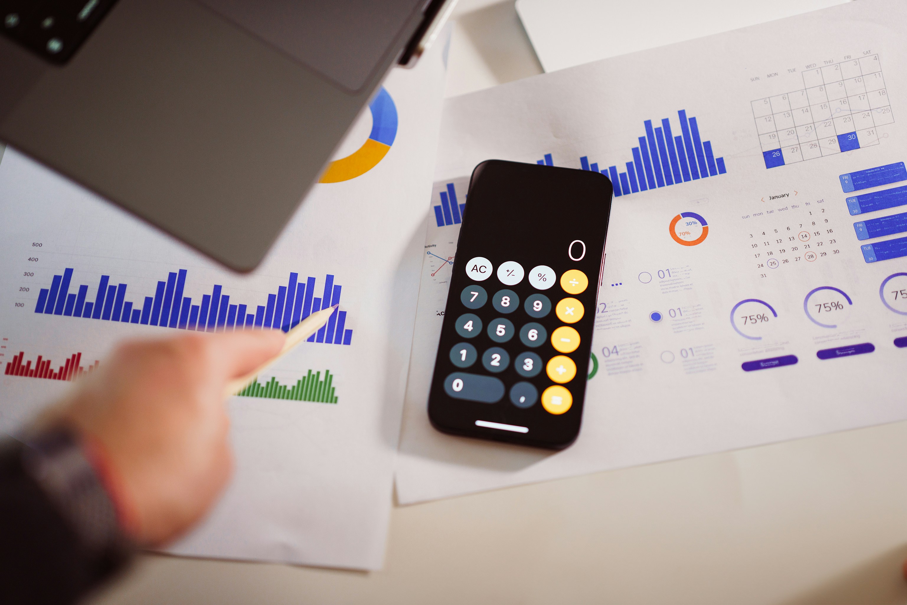 Calculadora e gráficos de indicadores financeiros