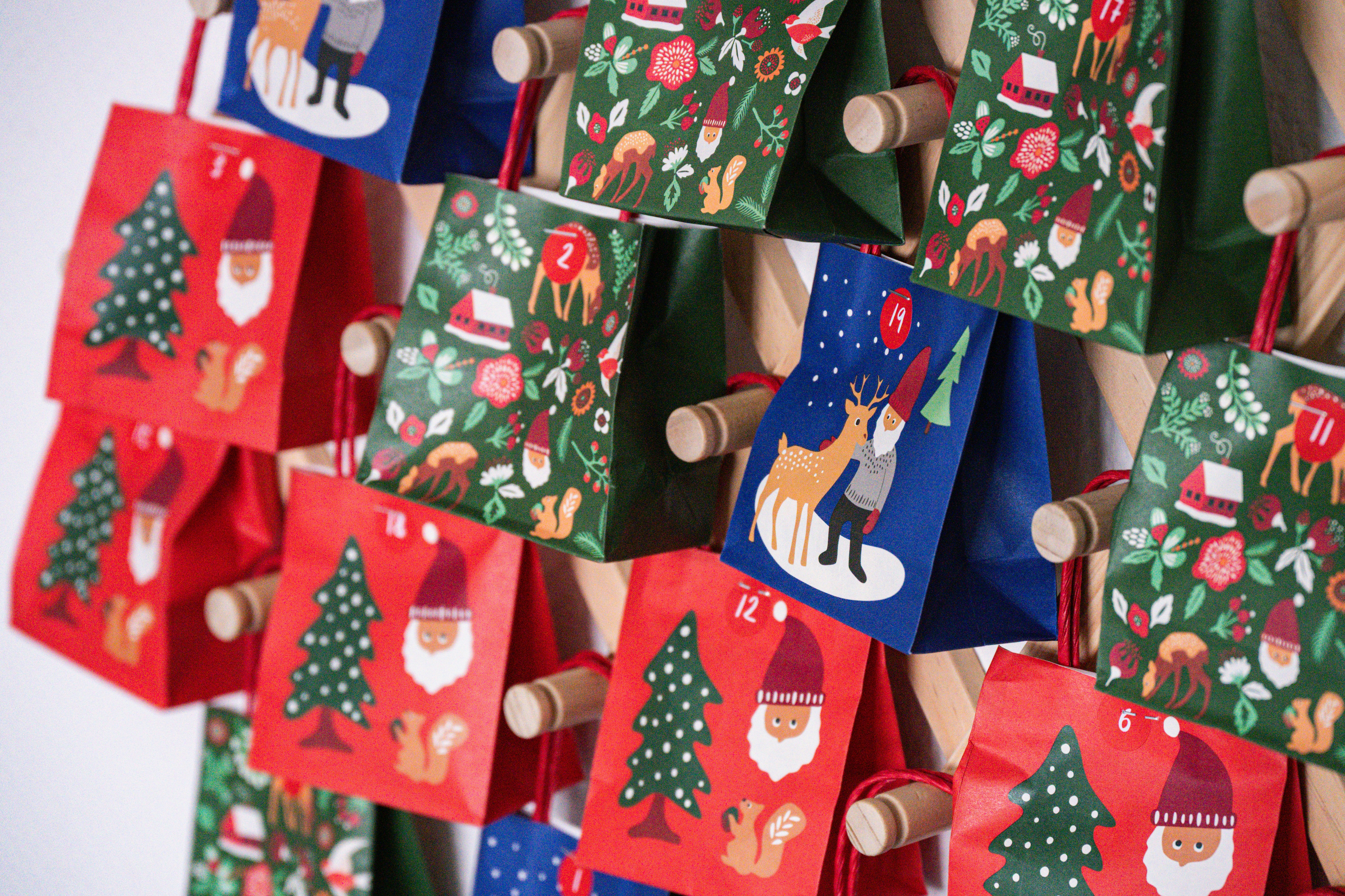 Sacolas de presentes de final de ano