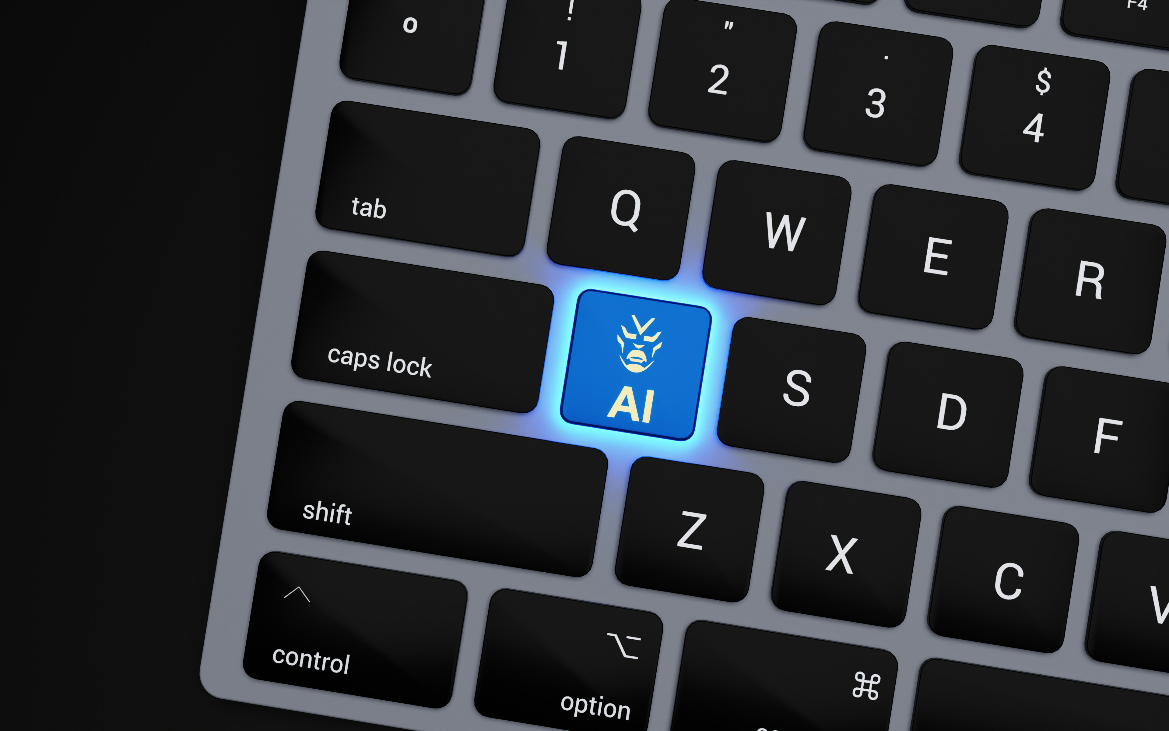 Tecla de notebook iluminada com a sigla AI