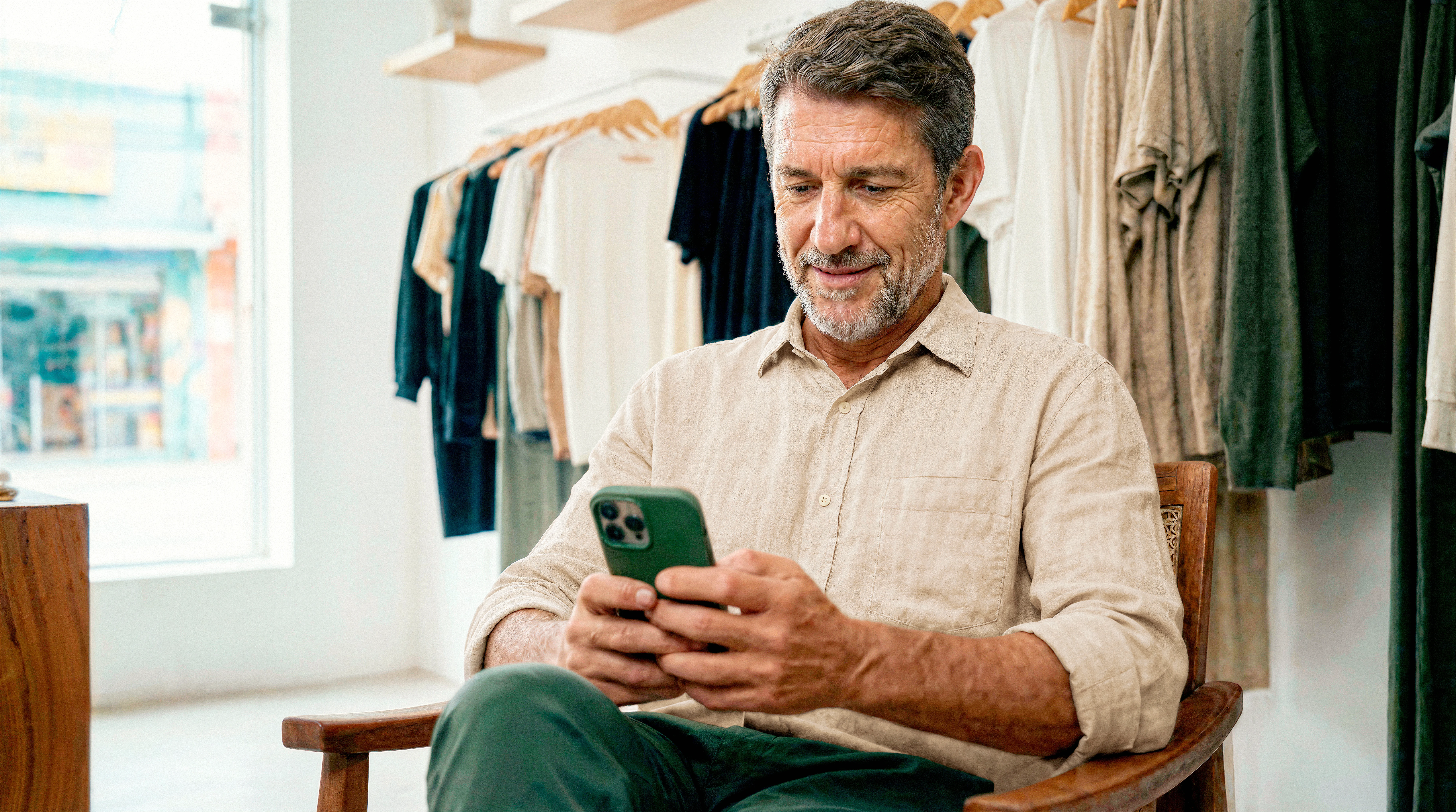 Homem verificando as taxas de conta PJ no celular