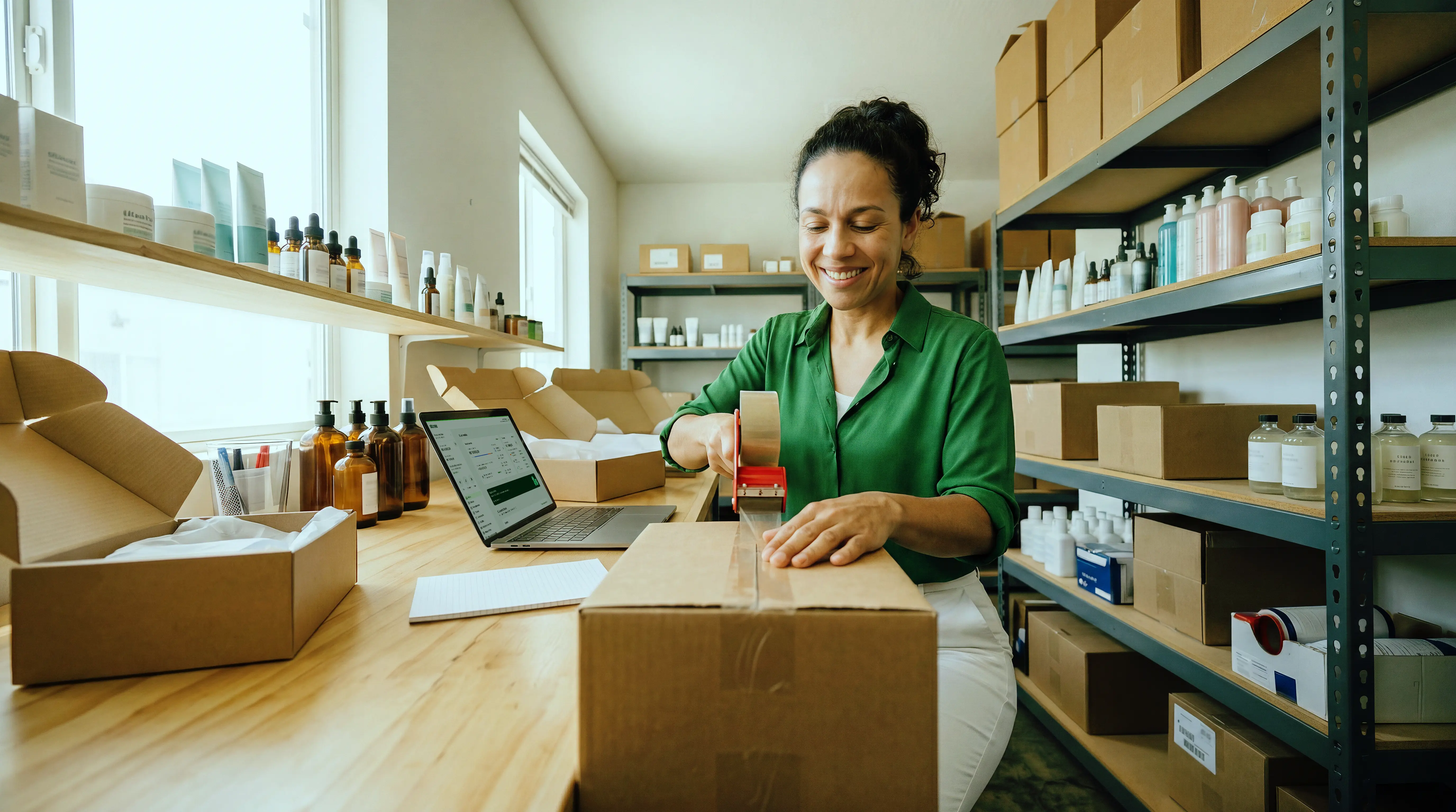 empreendedora embalando pedidos do e-commerce