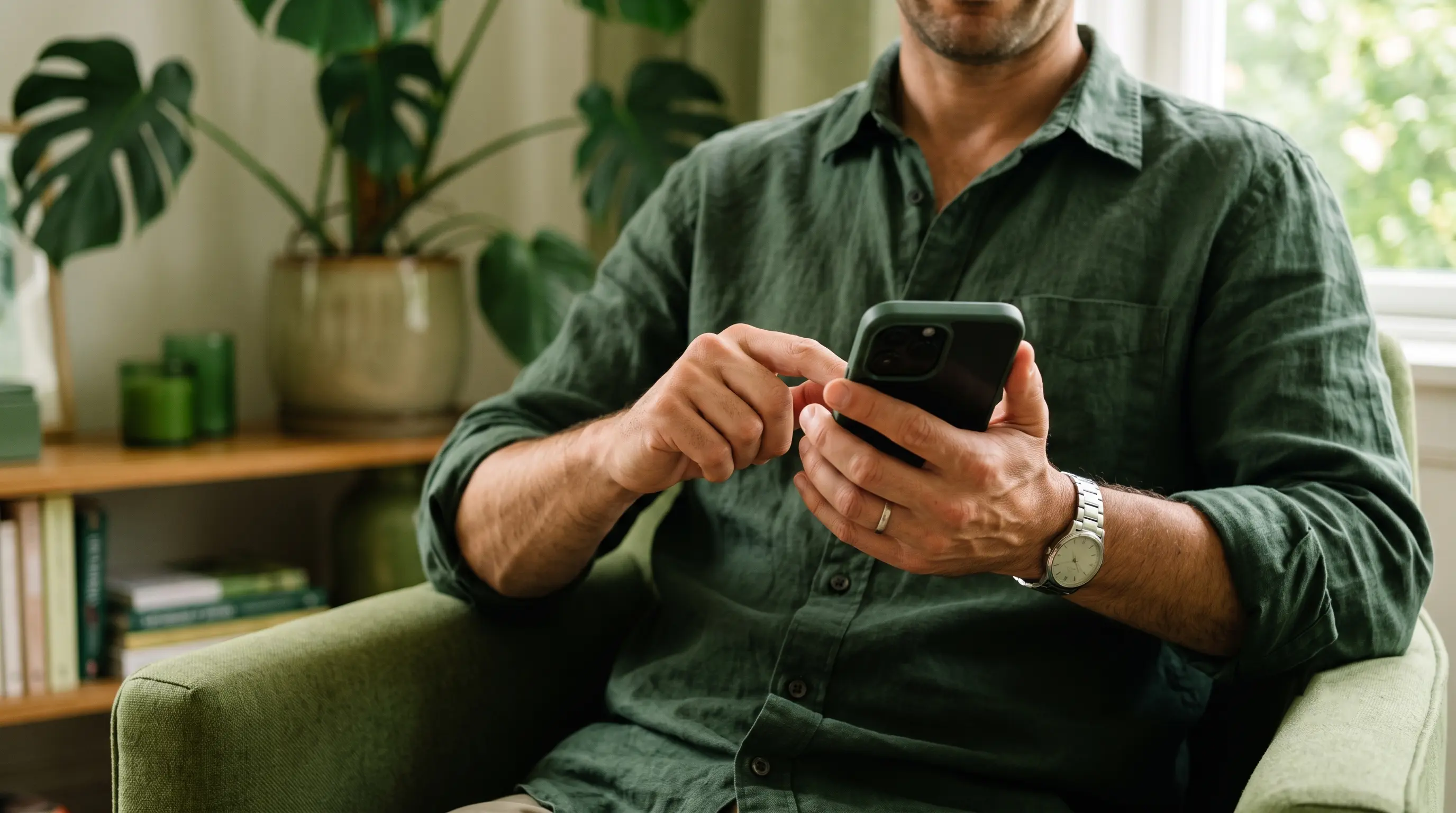 Homem recebendo mensagem no celular
