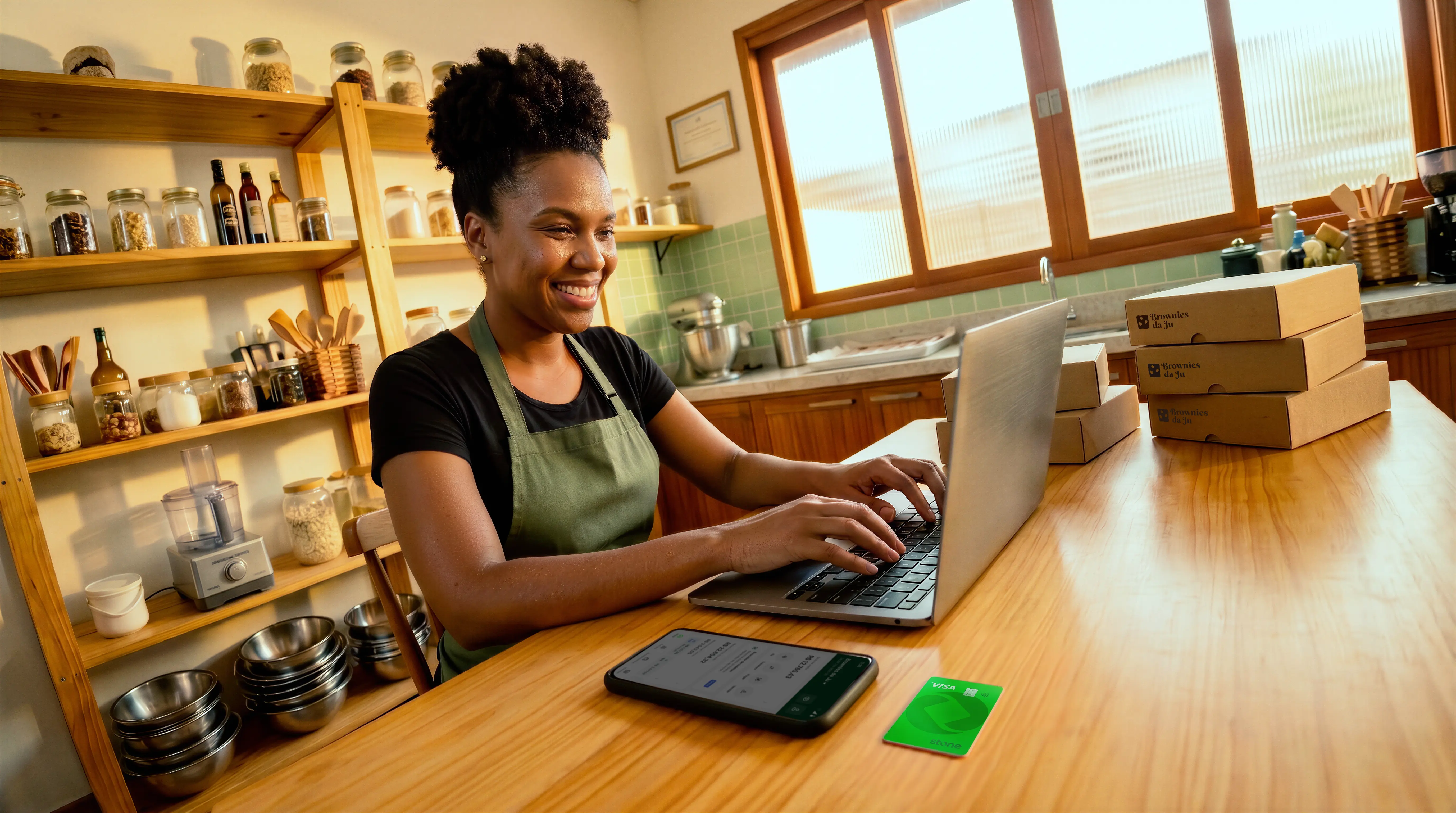 Empreendedora fazendo DRE no computador