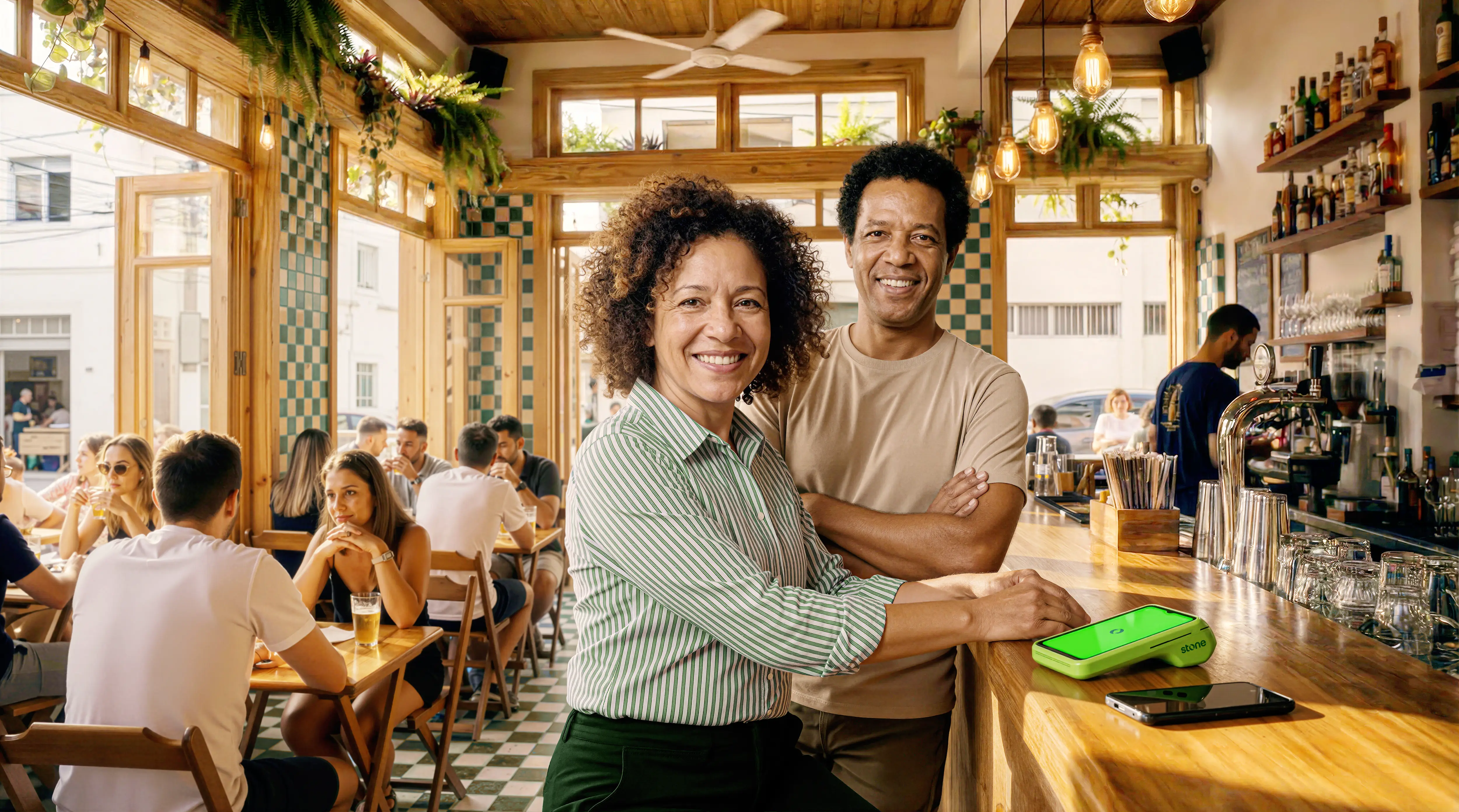 Funcionários de equipe de bar